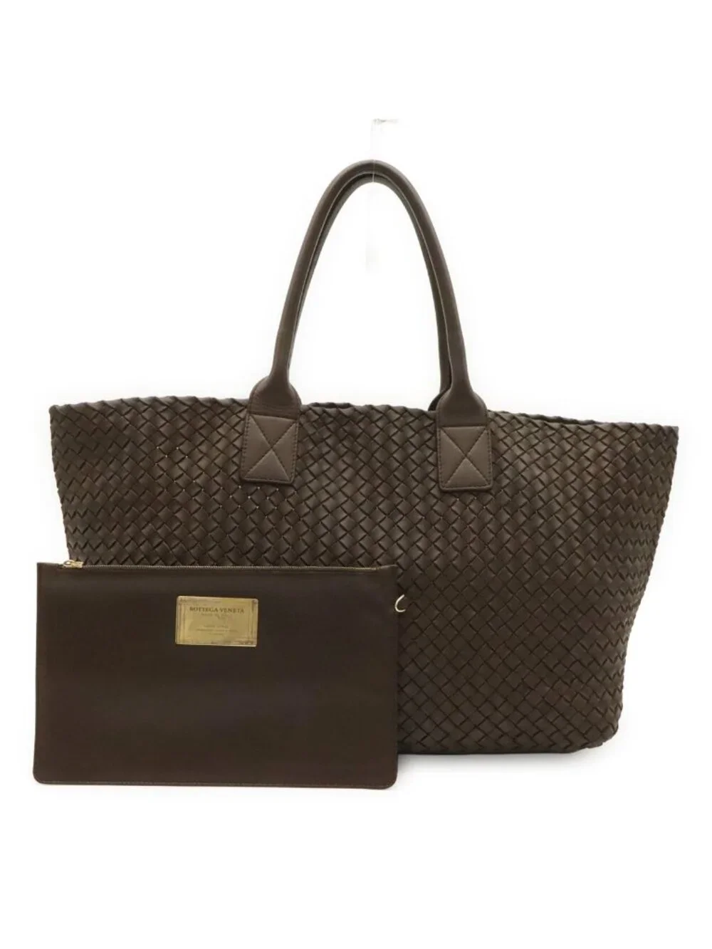 Bottega Veneta Intrechat Cabas MM Tote Leather 500 with Dark Brown Pouch Limited